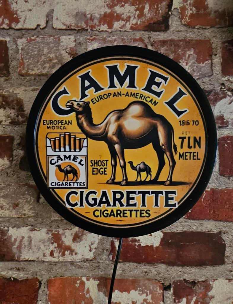 Camel reclamebord met ledverlichting, Ophalen of Verzenden, Reclamebord