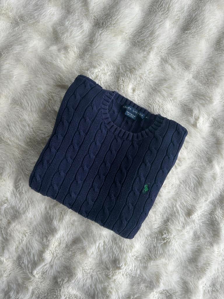 Ralph Lauren Cable Knit Trui - Donkerblauw (valt als S), Kleding | Heren, Truien en Vesten, Zo goed als nieuw, Maat 46 (S) of kleiner