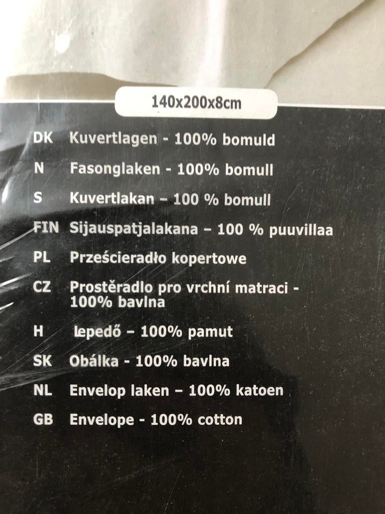 Nieuw Kronborg Envelop Laken 140x200x8cm - 100% Katoen, Ophalen of Verzenden, Nieuw, Eenpersoons, Hoeslaken of Sloop