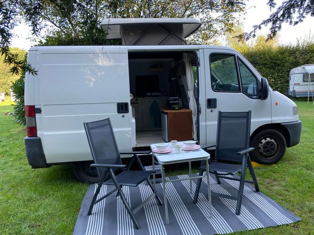 Peugeot Boxer (2001) Camper met hefdak - Instapklaar!, Caravans en Kamperen, Campers, Overige merken, TV, Dakluik, Tot en met 2