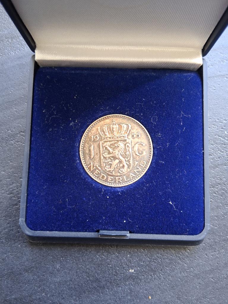 1 gulden juliana 1955, Postzegels en Munten, Munten | Nederland, Ophalen, 1 gulden, Koningin Juliana, Zilver