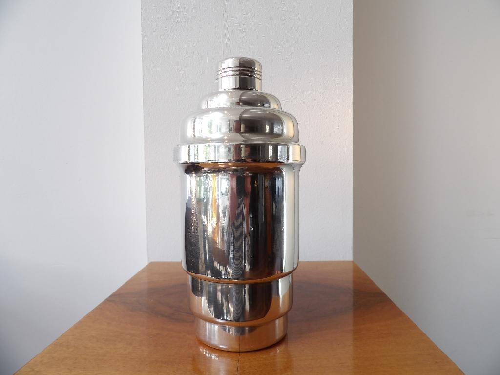 Art Deco Franse Cocktailshaker, verzilverd