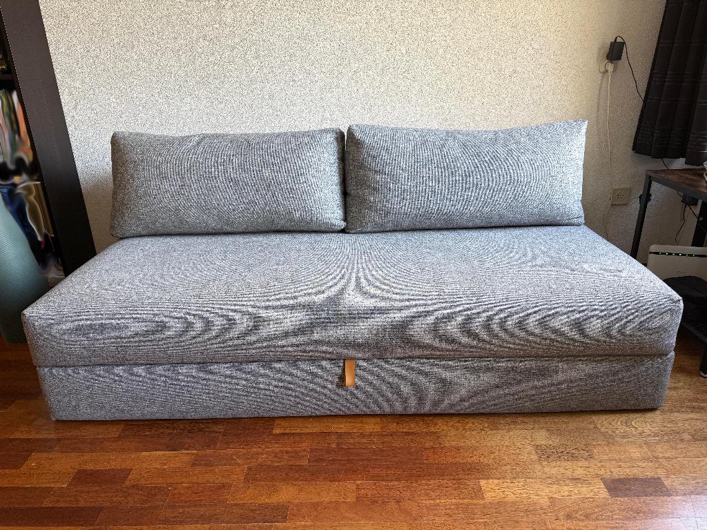 Luxe Osvald Slaapbank in 565 Twist Granite Grijze kleur, Ophalen, 100 cm, Tweepersoons, Zo goed als nieuw