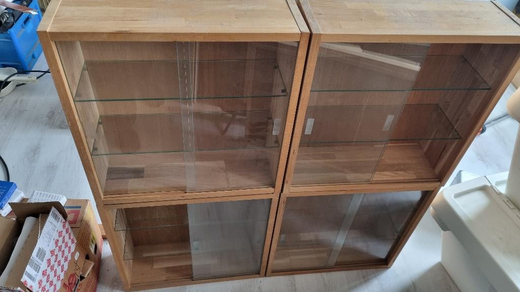 4x wandvitrine kastjes Ikea Jarna, Gebruikt, Ophalen of Verzenden, 25 tot 75 discs, Hout