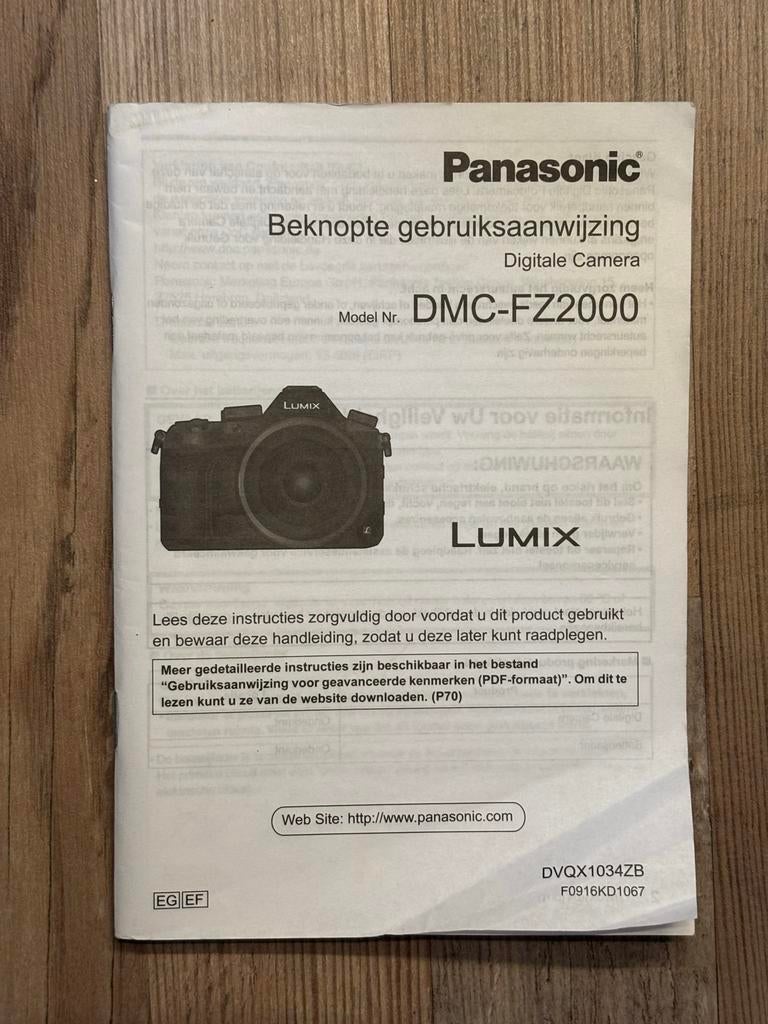 Handleiding Panasonic Lumix DMC-FZ2000 Digitale Camera, Ophalen of Verzenden, Gelezen, Techniek