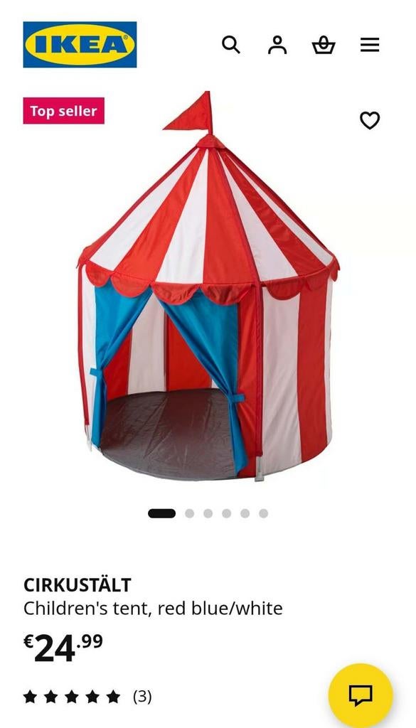 IKEA Cirkustält speeltent rood/wit/blauw, Ophalen