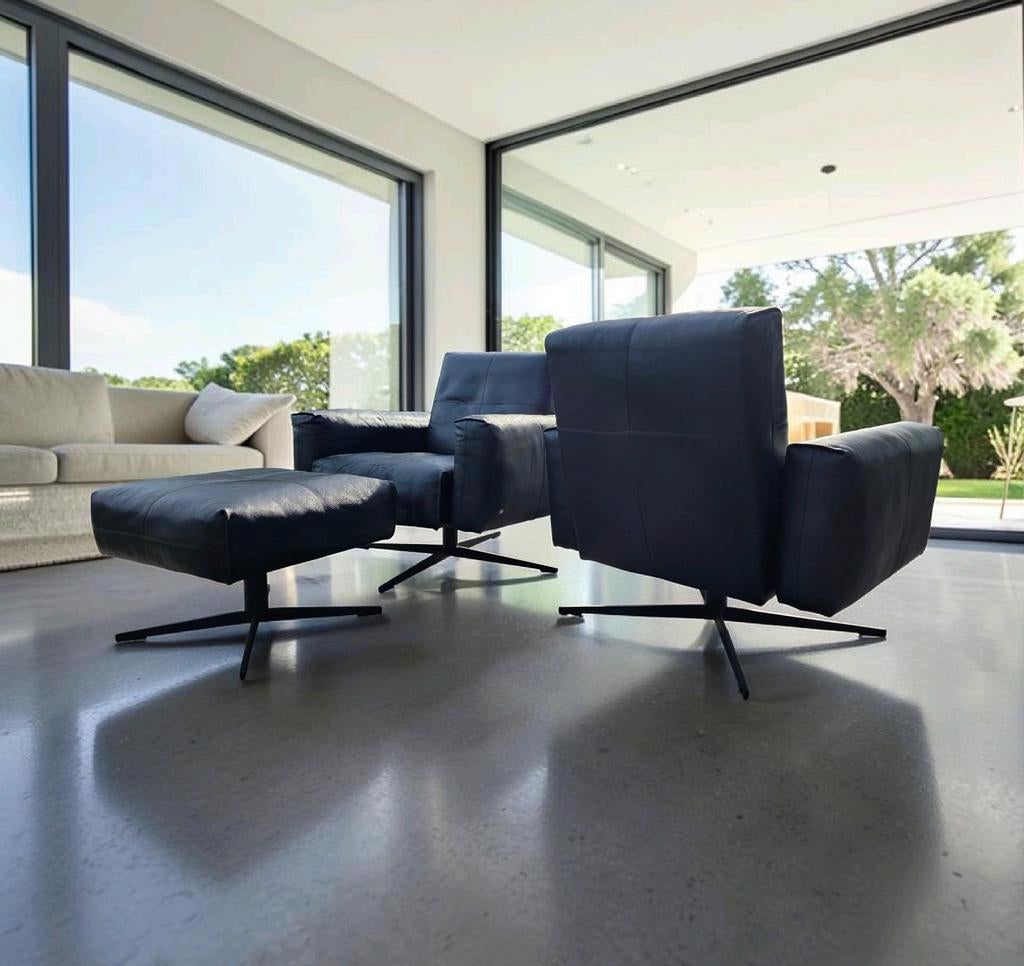 2x Rolf Benz 50 design draai fauteuil + hocker showmodel, Huis en Inrichting, Fauteuils, Ophalen of Verzenden, 75 tot 100 cm, 50 tot 75 cm