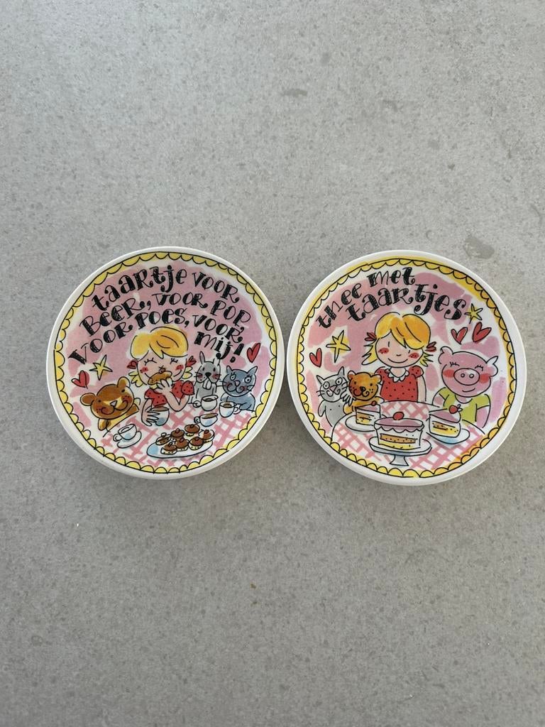 Blond amsterdam 2 bordjes pop en beer petit four, Ophalen, Aardewerk, Blond Amsterdam, Bord(en)
