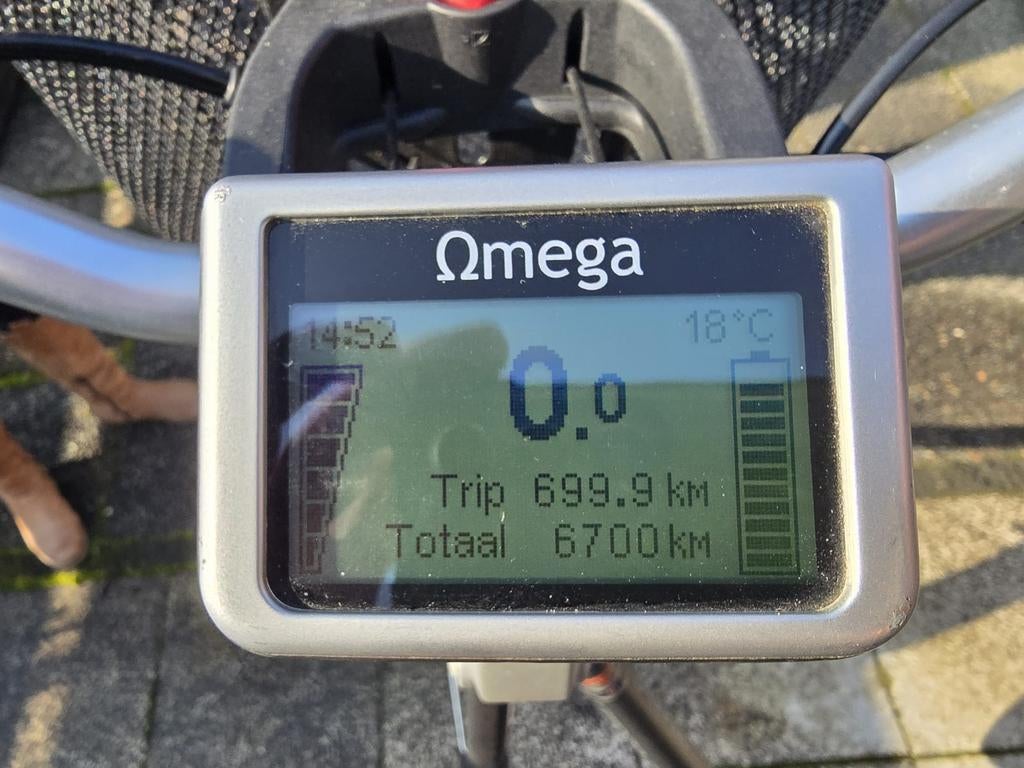 Rih X Omega E-bike met fietstassen en mandje en spiegels, Fietsen en Brommers, Elektrische fietsen, Gebruikt, 51 tot 55 cm, 50 km per accu of meer