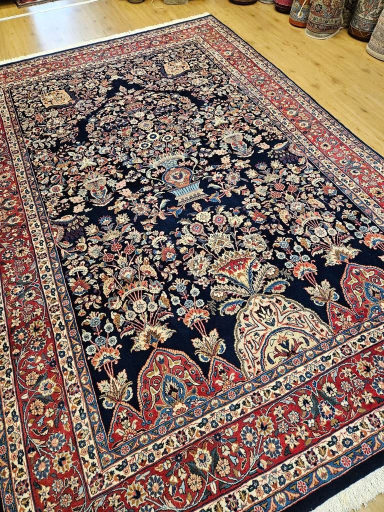 Handgeknoopt perzisch tapijt khorosan met zijde 302x197, Info@SlatsAntiek.nl, Crème, Perzisch, Vof Slats Antiek