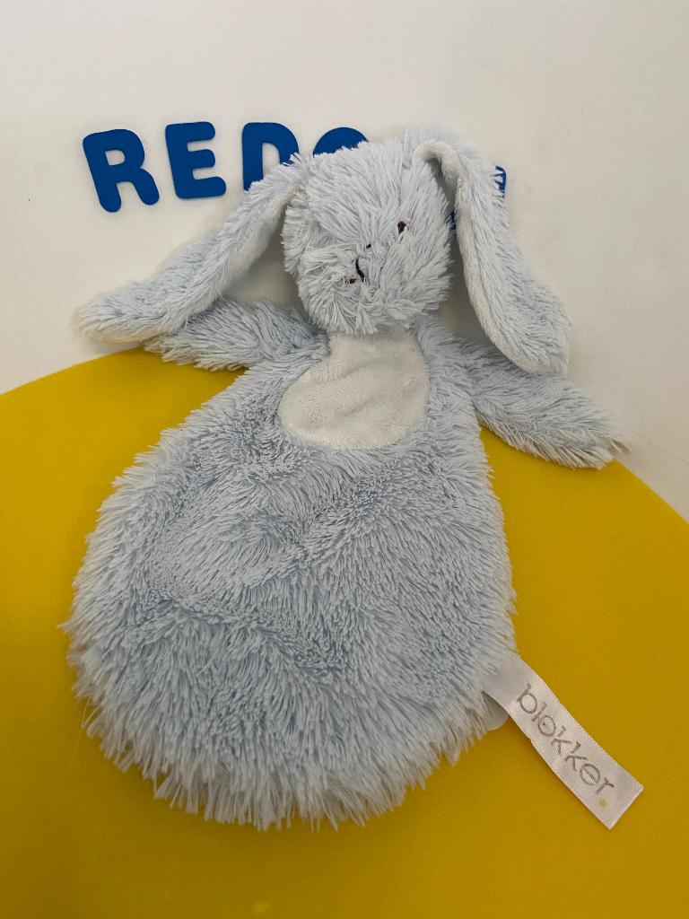 897 Blokker doekje konijn licht blauw, Kinderen en Baby's, Speelgoed | Knuffels en Pluche, Ophalen of Verzenden, Gebruikt, Overige typen