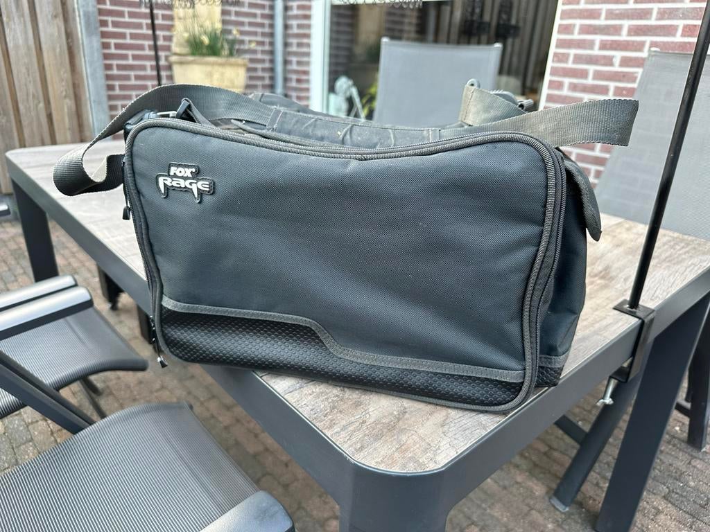 Fox Rage Baitcaster Tas met 3 tackleboxen, Ophalen of Verzenden, Gebruikt, Koffer of Tas