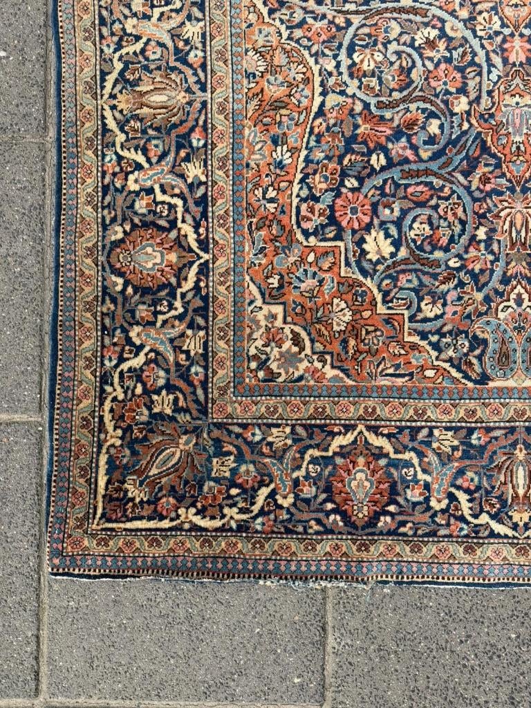 Antiek Perzisch Tapijt Kashan ( Carpet / Rug ) 214 x 131 cm, Gebruikt, Wol, 200 cm of meer, Ophalen of Verzenden