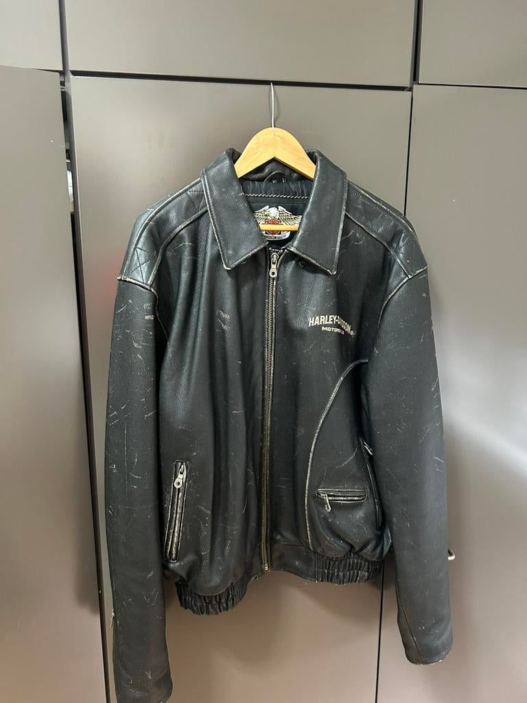 Leren vintage Harley Davidson motorjas, Ophalen of Verzenden, Gedragen, Maat 56/58 (XL), Zwart