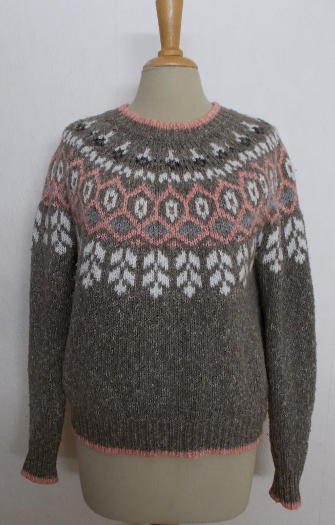 Mooie bruin Noors/folklore look trui! M, Verzenden, Zo goed als nieuw, Maat 38/40 (M), Bruin