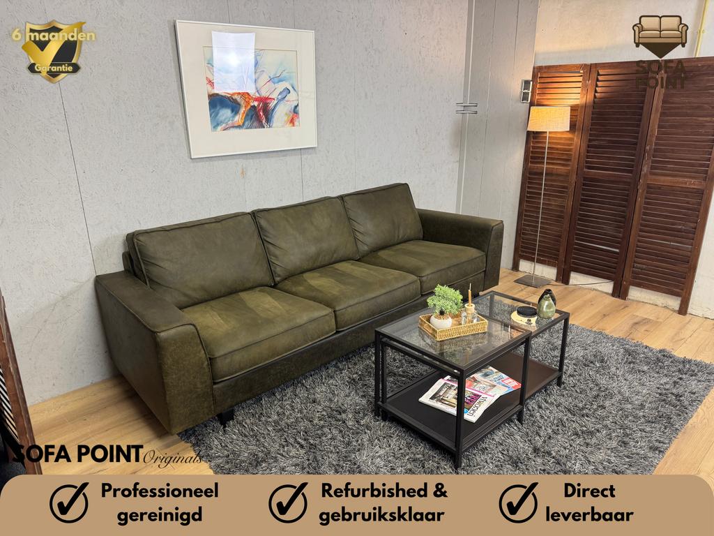 Stevige Mosgroene 3-Zits Bank- Gratis Bezorgd, Overige materialen, 250 tot 300 cm, Driepersoons, 75 tot 100 cm