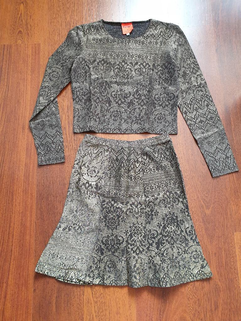 Christian LaCroix Bazar goudkleurig pakje - S/M, Kleding | Dames, Kostuum of Pak, Overige kleuren, Ophalen of Verzenden, Maat 36 (S)