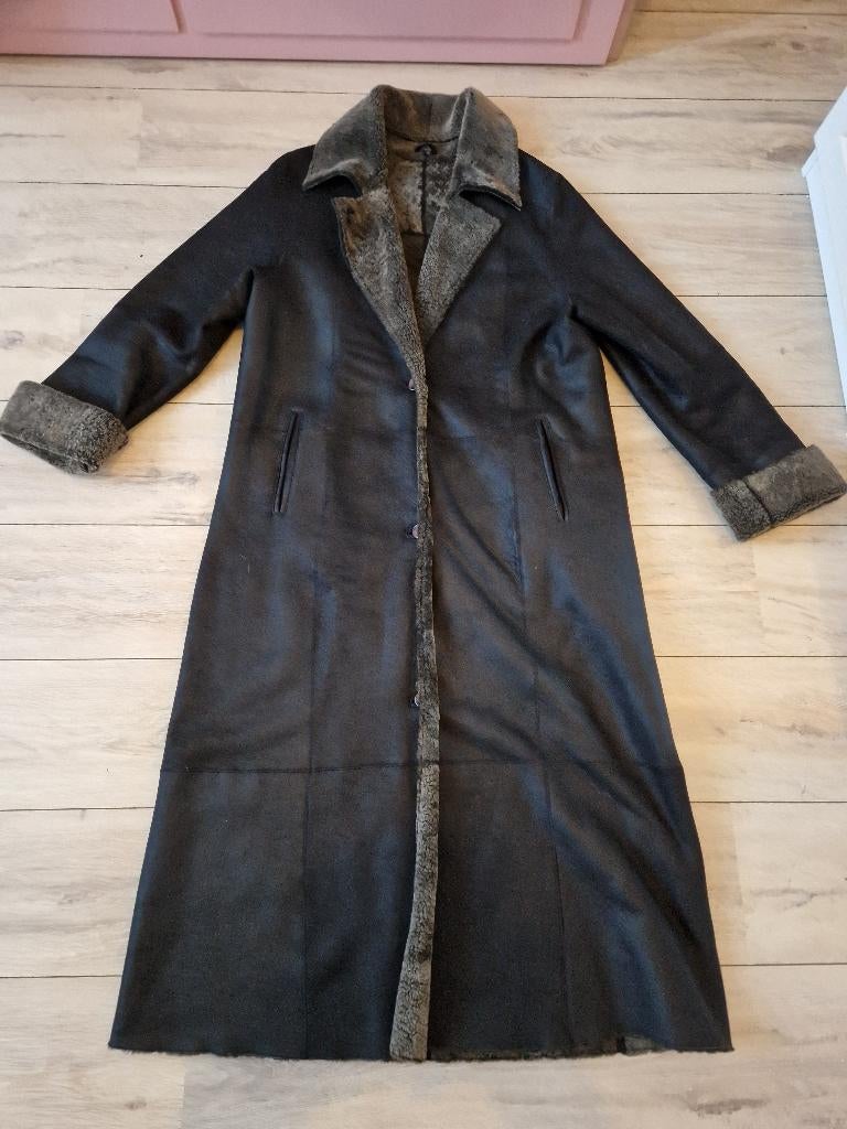 Claudia Strater - Donkergrijze leren lammy coat, Maat 38/40 (M), Ophalen of Verzenden, Zo goed als nieuw, Claudia Sträter