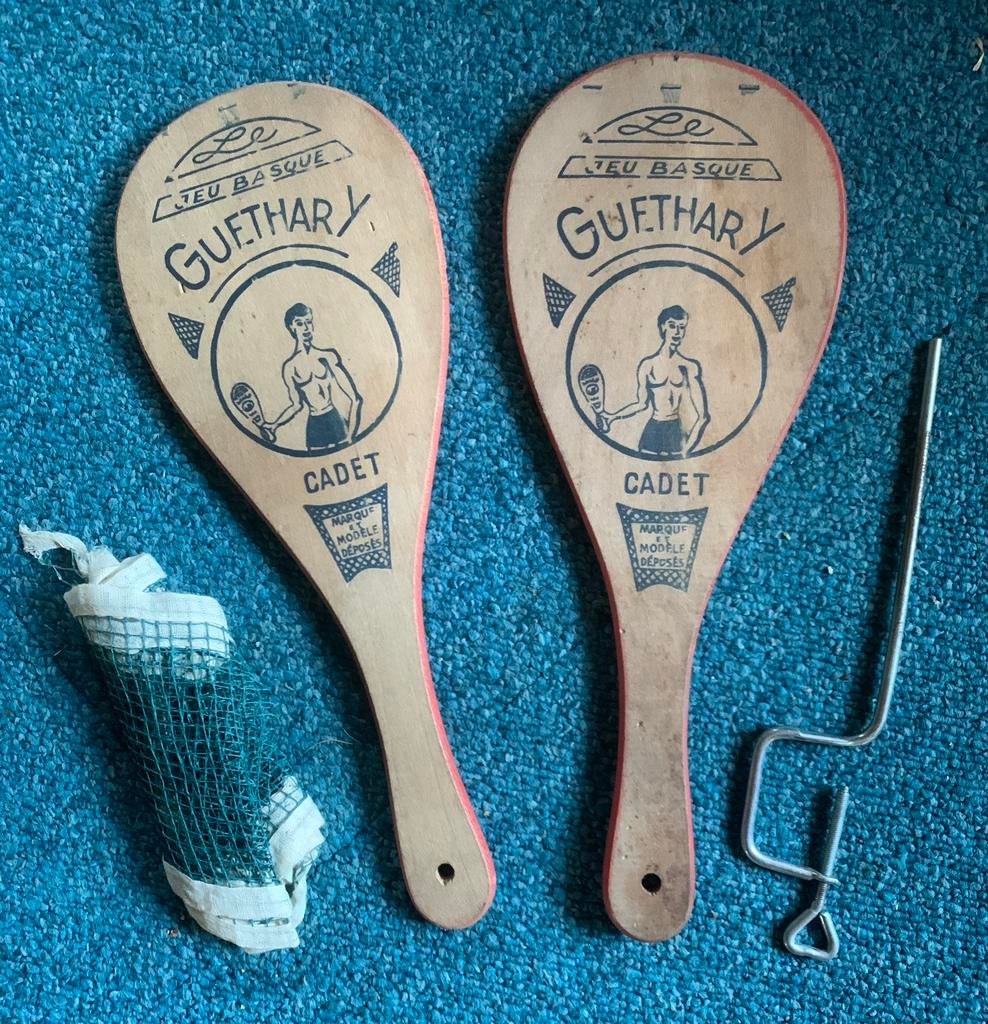 Vintage Jeu Basque Guethary Cadet houten Rackets Set, Overige merken, Gebruikt, Ophalen of Verzenden, Racket
