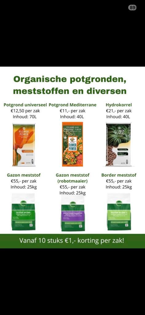 Potgrond, meststoffen, boomschors en tuinbenodigdheden., Ophalen