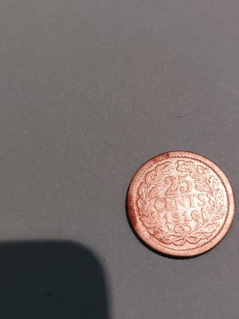 25 cent 1916, Zilver, 25 cent, Ophalen of Verzenden, Koningin Wilhelmina