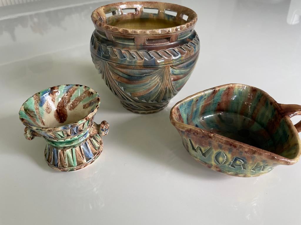 Oud Fries Kerfsnede Aardewerk Set, Ophalen of Verzenden