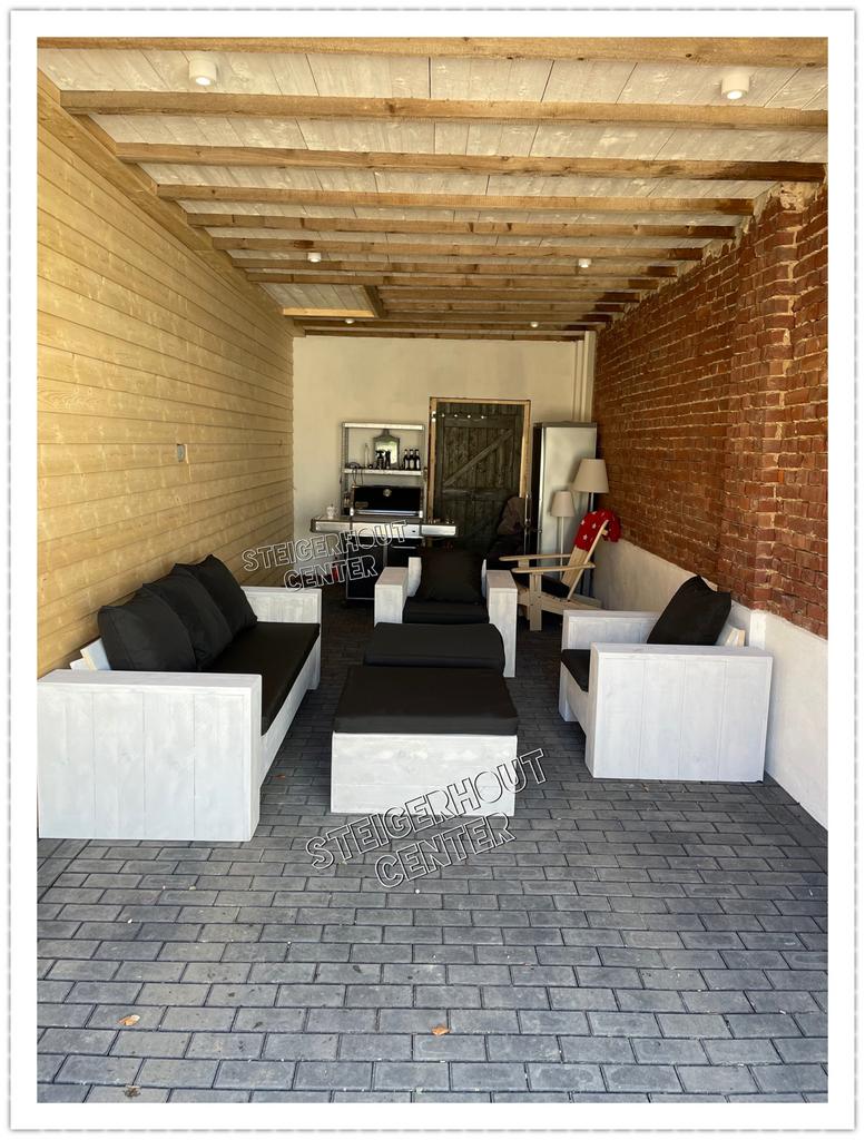 Steigerhout Loungebank Tuinset Terras Banken Tuin Meubelen, Tuin en Terras, Verzenden, Steigerhout, Nieuw, Eettafel