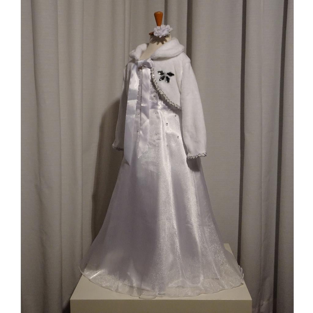 Nieuw ! Maat 110 Mooie Spierwitte Bruidsmeisje Prinses Jurk, Meisje, Nieuw, Ophalen of Verzenden, Jurk of Rok