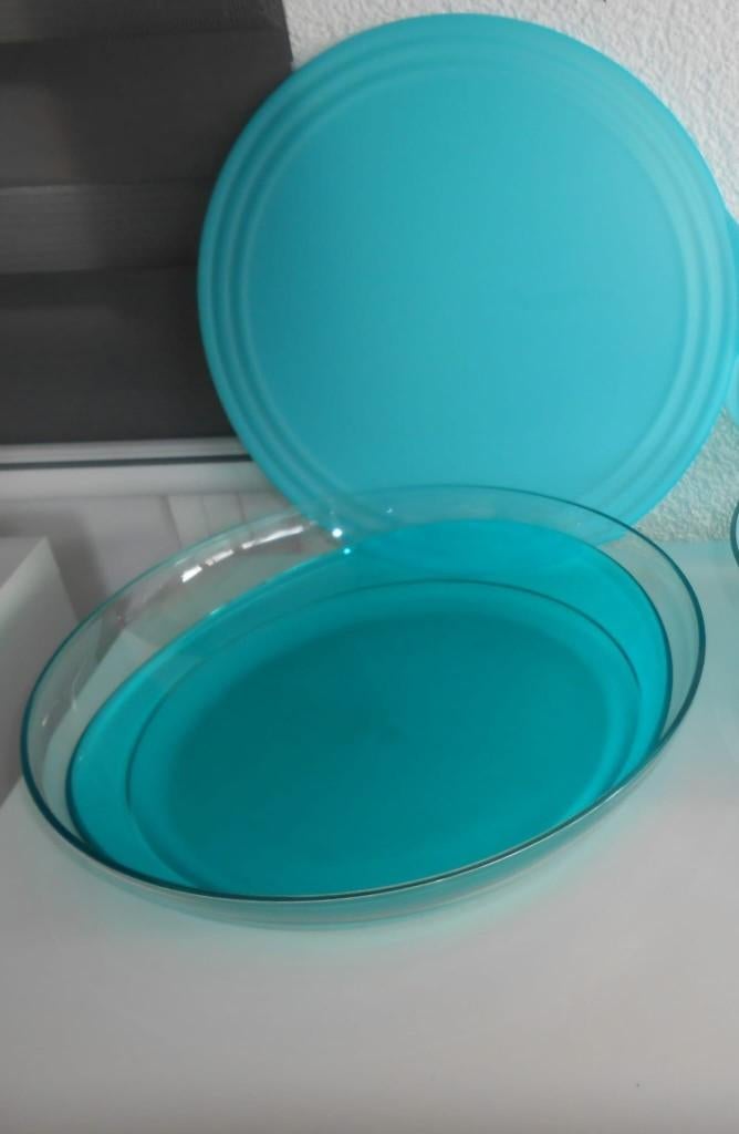 Tupperware Eleganzia schaal met deksel 2,4L Blauw NIEUW, Ophalen of Verzenden, Nieuw, Blauw, Schaal