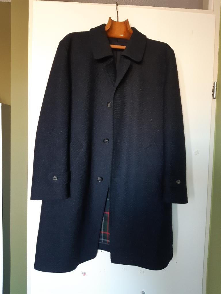 Donkerblauwe wollen herenjas mt 52, Ophalen, Nieuw, Overige maten, Blauw