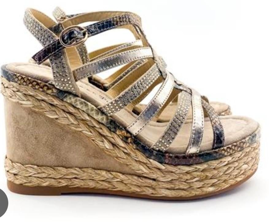 ALMA EN PENA sleehak goud glitter maat 39 - perfect!, Overige kleuren, Zo goed als nieuw, ALMA EN PENA, Sandalen of Muiltjes