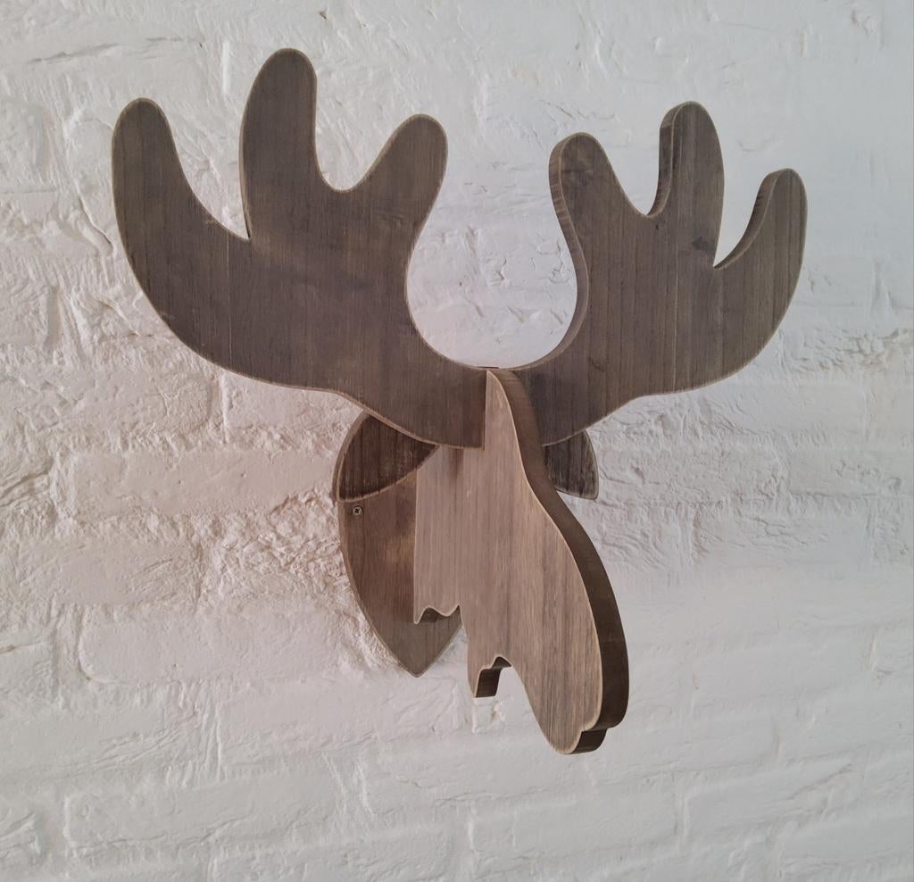 Houten Eland Wanddecoratie, Ophalen, Zo goed als nieuw