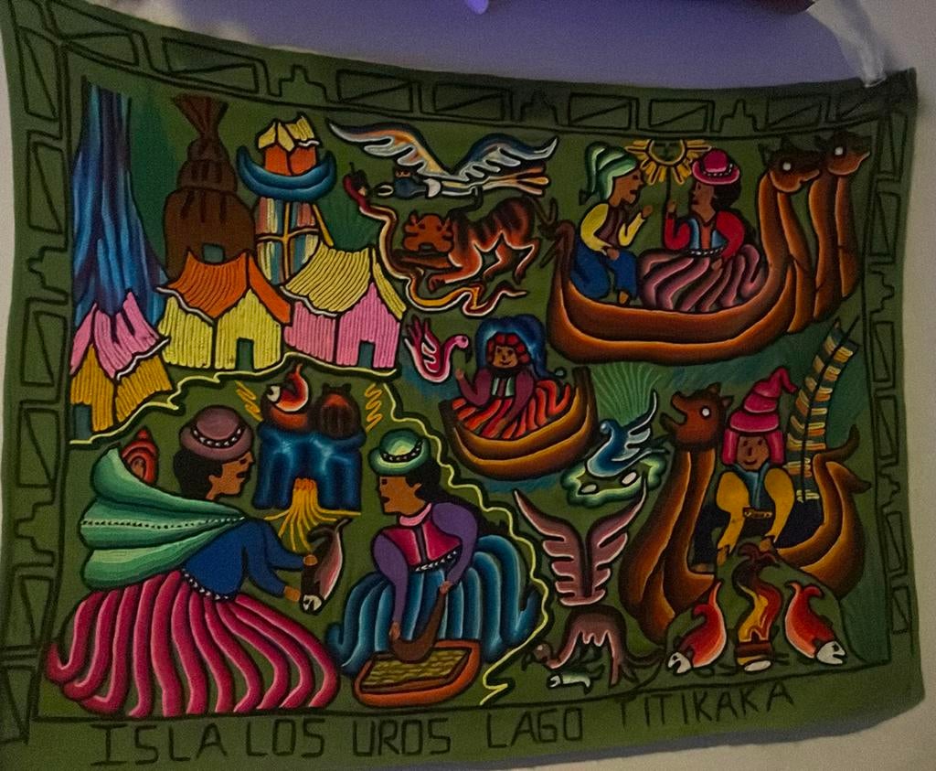 Dit is een Peruaanse arpillera, textielkunst., Huis en Inrichting, Ophalen of Verzenden, Zo goed als nieuw