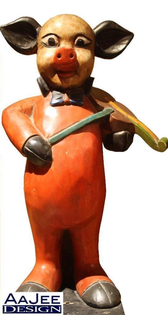 Antiek zwijntje - Bistro chef - Uit 1 stuk hardhout gemaakt, Antiek en Kunst, Ophalen of Verzenden