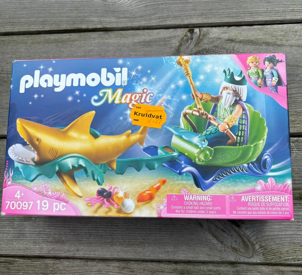 Playmobil magic 70097 koning der zeeën met haaienkoets , nw, Verzenden