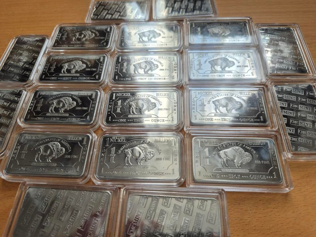 1 oz American Buffalo Nickel Bar. Puur Nikkel. Nikkel-Baar., Ophalen of Verzenden, Zilver