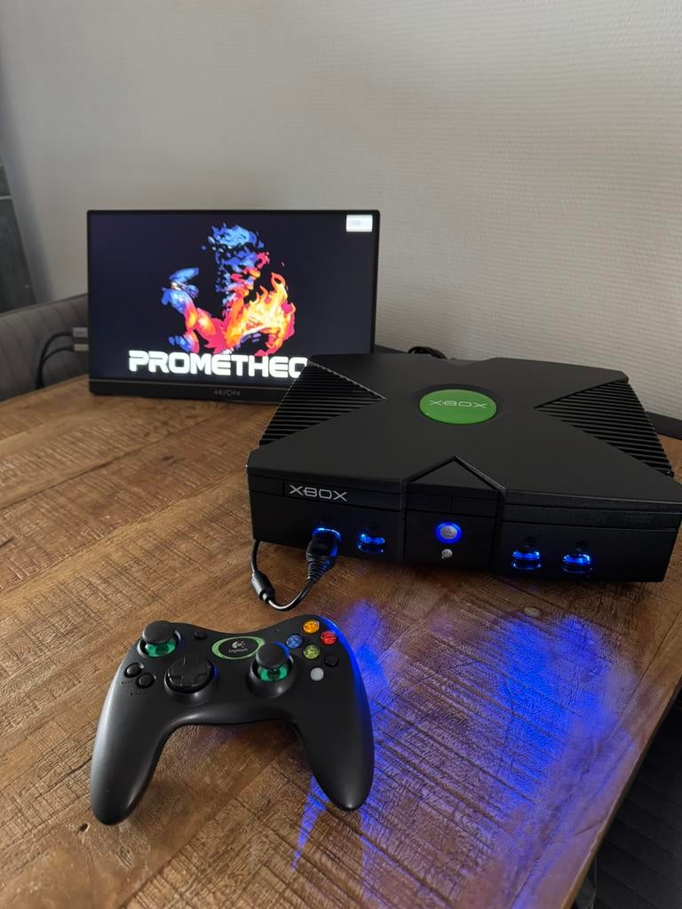 Originele Xbox makemhz hd+ hdmi 2tb cerbios recapped, Spelcomputers en Games, Ophalen of Verzenden, Refurbished, Met 1 controller