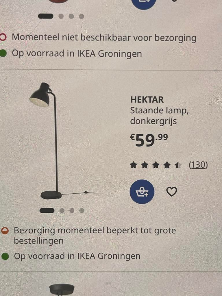 IKEA Hektar staande lamp - donkergrijs, Ophalen, Gebruikt, Metaal, 150 tot 200 cm