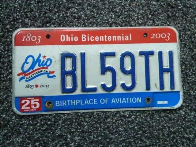 Kentekenplaat licenseplate Ohio Bicentennial USA, Verzamelen, Verzenden, Gebruikt, Auto's
