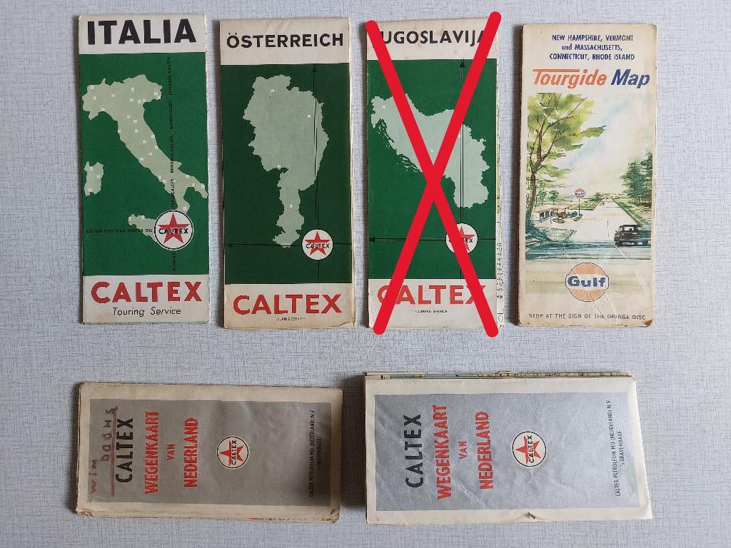 Oude Wegenkaarten Benzine & Olie CALTEX, GULF, TOTAL, AVIA, Ophalen of Verzenden, Gebruikt, Gebruiksvoorwerp