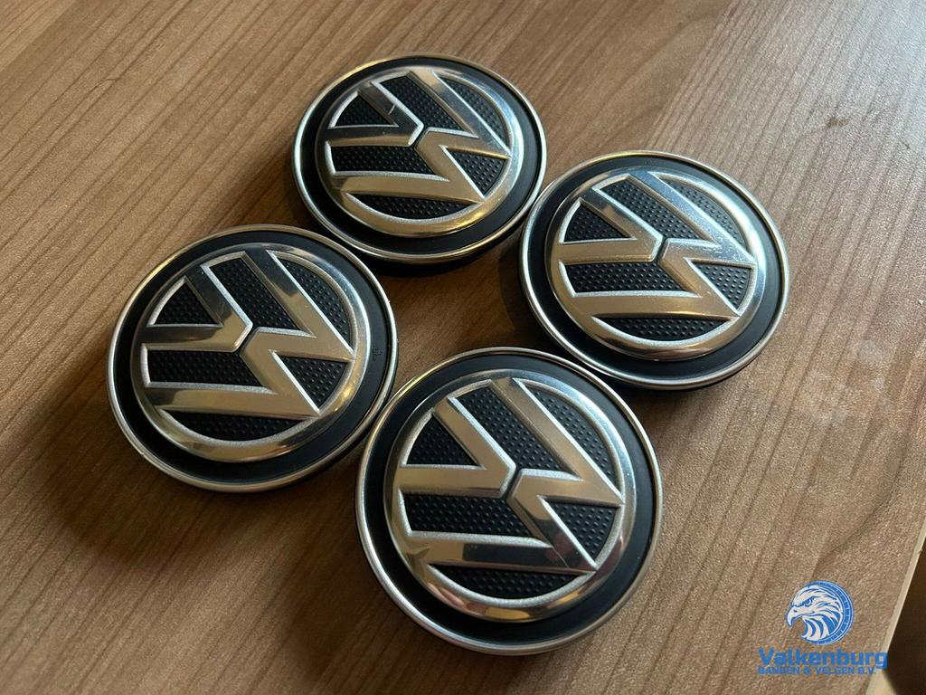 ORIGINELE VW Volkswagen naafkap naafdop set zwart chroom, Auto diversen, Wieldoppen, Gebruikt, -, Verzenden, -