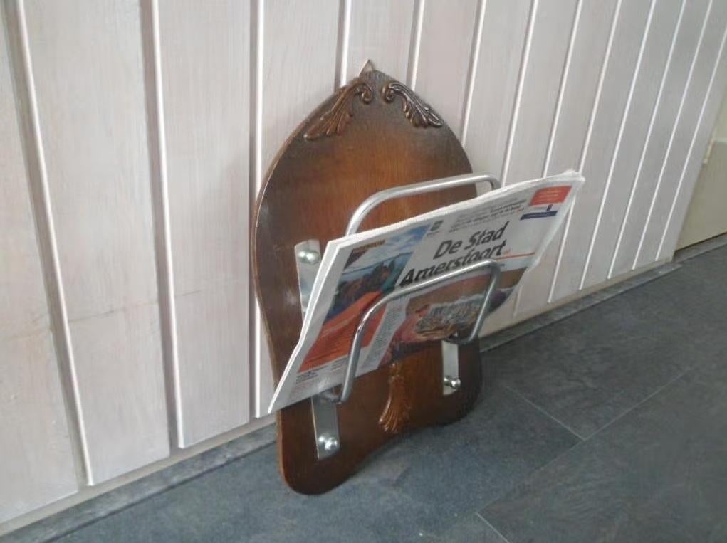 Art Deco wandhouder chroom houder kranten lectuur krantenbak, Ophalen of Verzenden