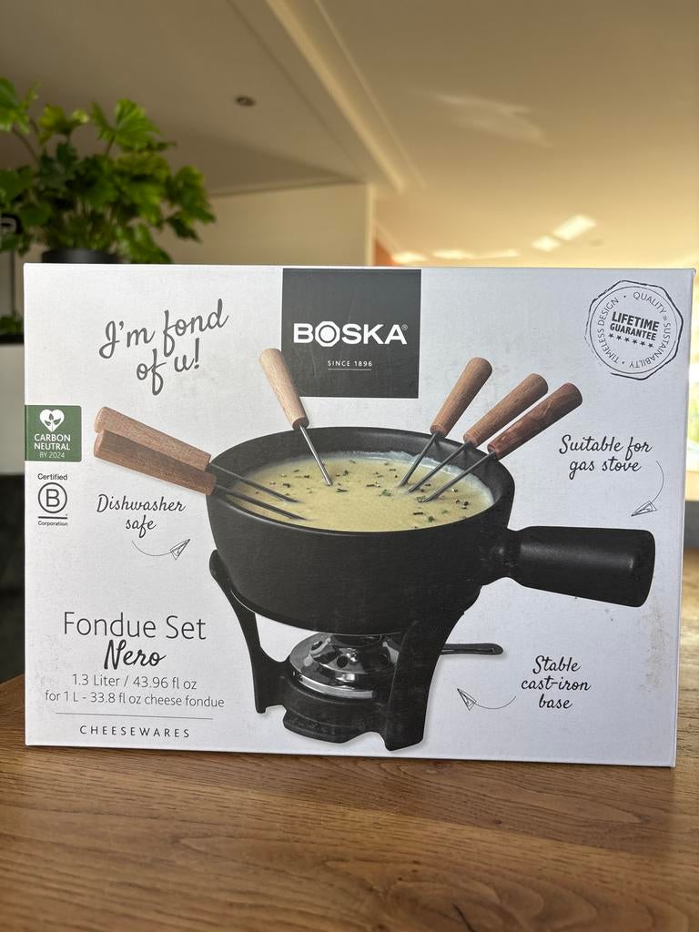 Boska Fondue Set Nero - Gietijzeren Fondueset 1.3L, Ophalen of Verzenden, Nieuw, 4 t/m 7 personen