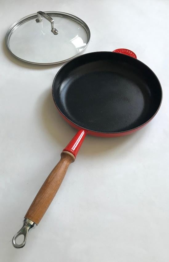 Le Creuset koekenpan Ø26cm, Ophalen, Zo goed als nieuw, Gietijzer, Koekenpan of Braadpan