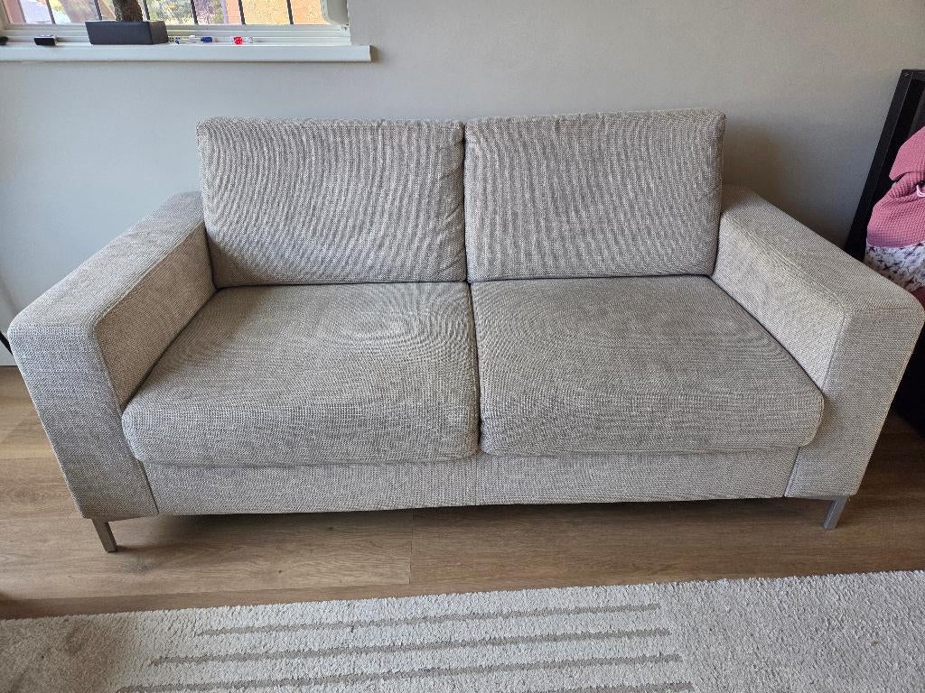 Beige 2 zits goossens bank, Ophalen, Gebruikt, 150 tot 200 cm, Tweepersoons