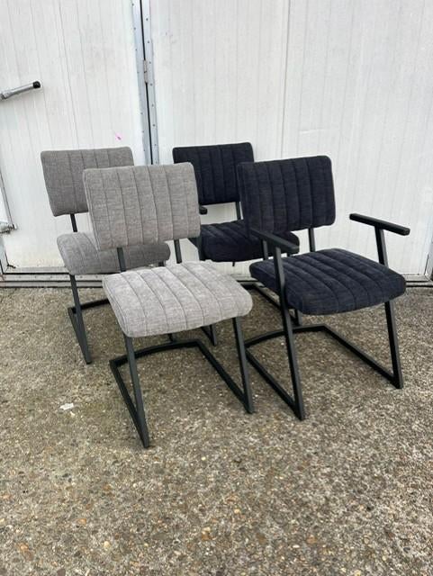 stoelen Mats en Turijn 4 stuks merk MS Sofa nieuw show model, Ophalen, Nieuw, Grijs, Stof