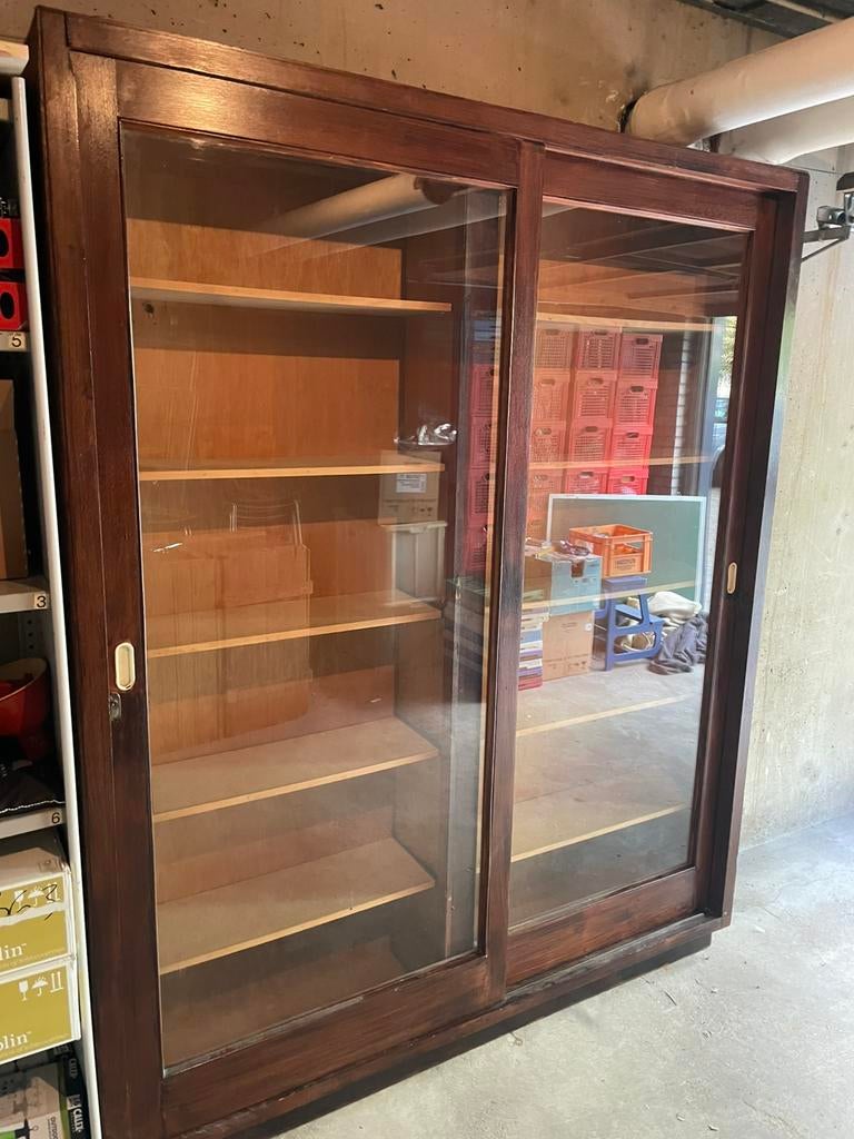 Apothekers kast met twee grote schuifdeuren ca. 173 breed, Ophalen, 200 cm of meer, 150 tot 200 cm, Antiek / vintage
