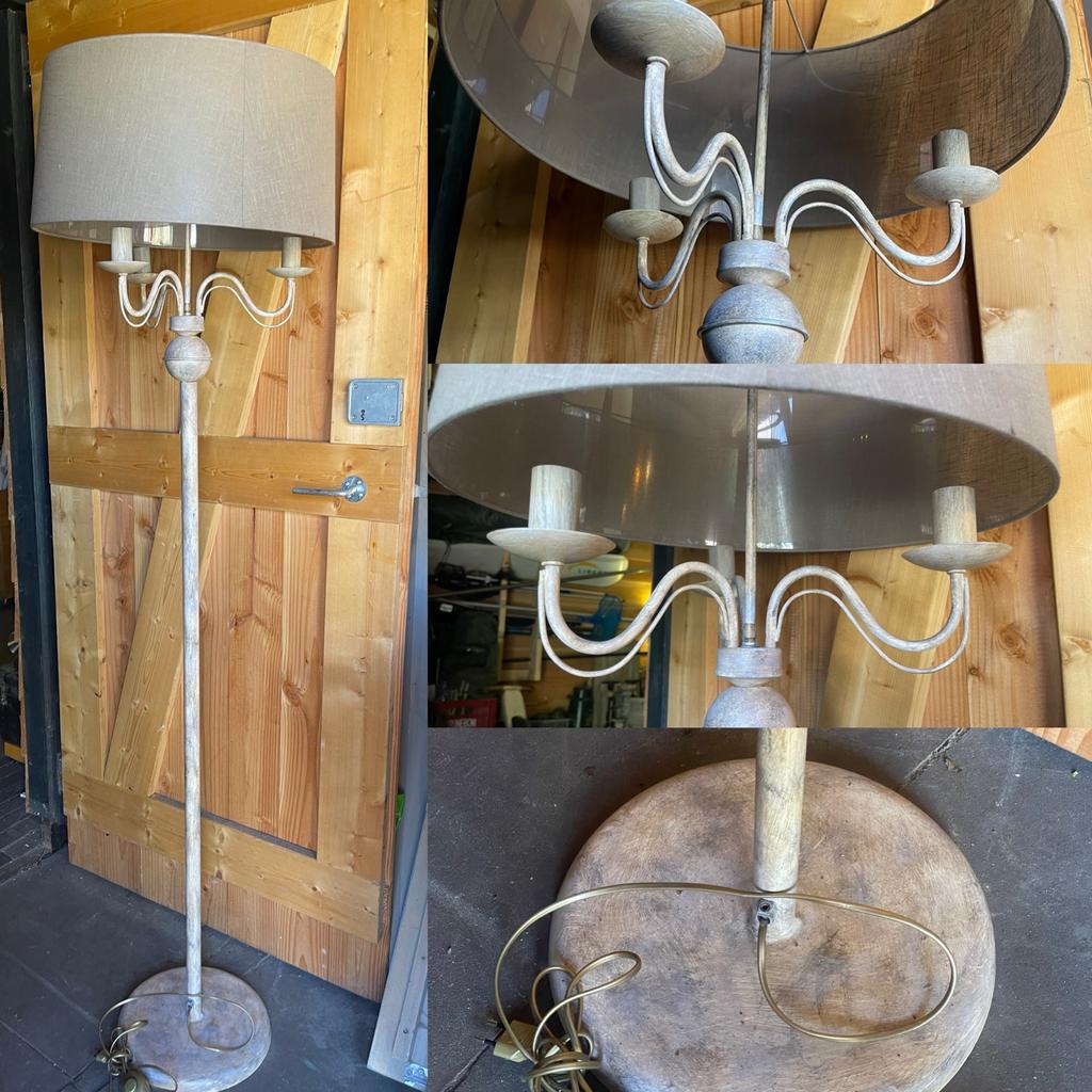 Staande lamp met stoffen kap, Ophalen of Verzenden, Gebruikt, Stof, 150 tot 200 cm