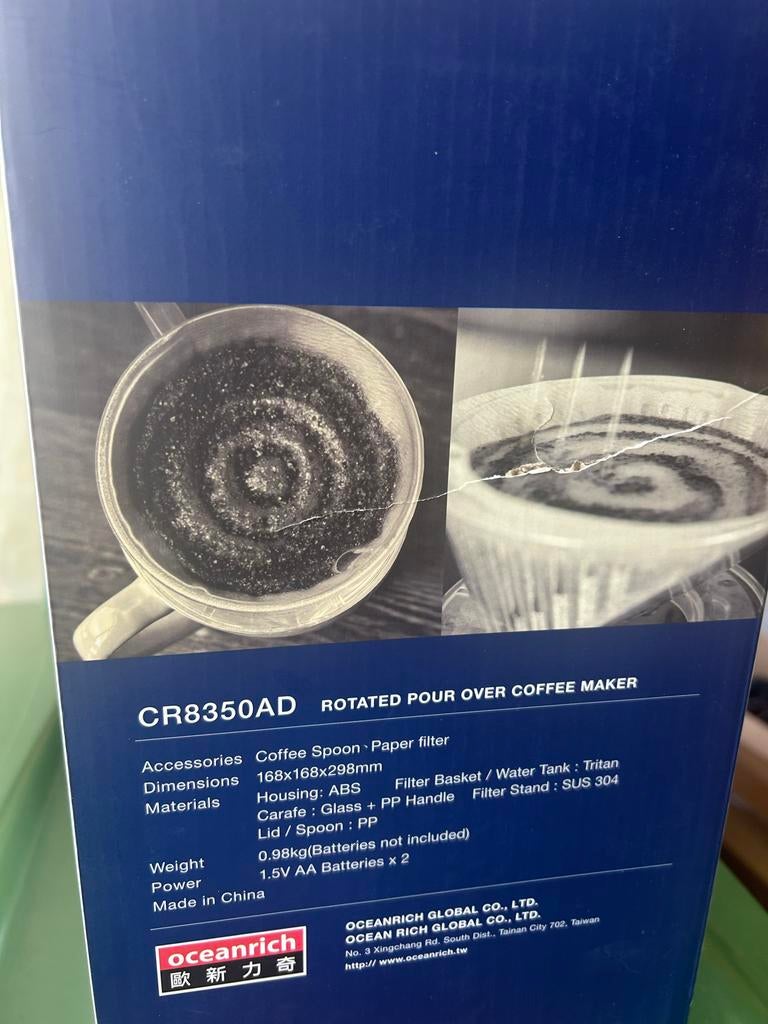Nieuwe Oceanrich CR8350AD Rotated Pour Over Koffiemachine, Ophalen, Gemalen koffie, 2 tot 4 kopjes, Koffiemachine
