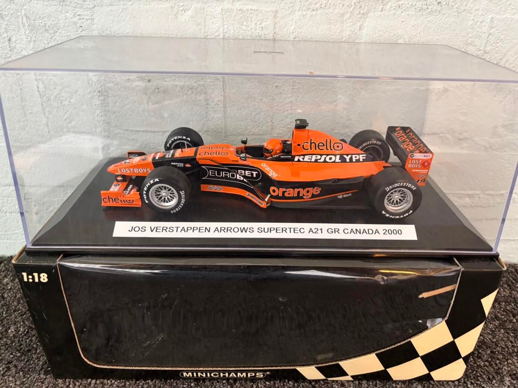 Jos verstappen arrows supertec a21 canada 2000 1:18, Ophalen of Verzenden, Zo goed als nieuw, Formule 1